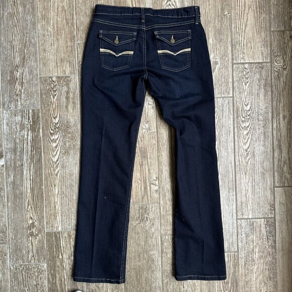 2/$18 SALE! Wrangler Jeans Womens 8 Blues Dark‎ Button Flap Pockets Cowboy Core - Picture 11 of 12